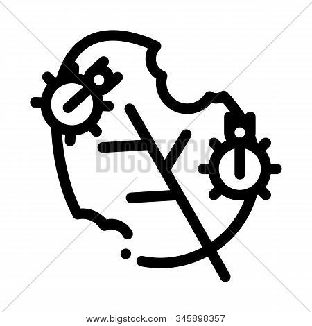 Bugs Eat Leaf Icon Vector. Outline Bugs Eat Leaf Sign. Isolated Contour Symbol Illustration