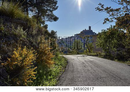 Fields Of Culture And Sight Of The Town And Castle Of Biar In The Community Of Valencia