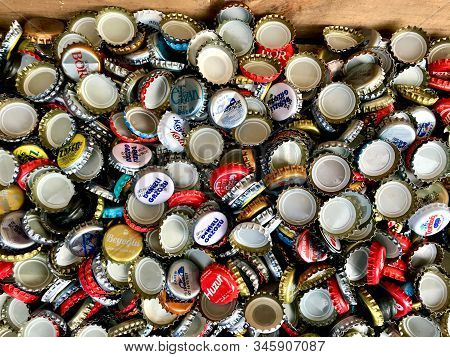 Istanbul, Turkey - February 23, 2018: Turkish Traditional Soda Bottle Cap Collection / Gazoz. Ready 