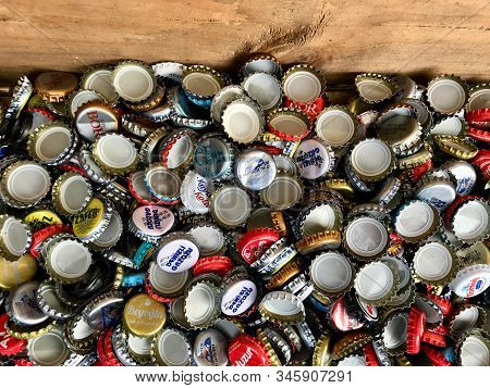 Istanbul, Turkey - February 23, 2018: Turkish Traditional Soda Bottle Cap Collection / Gazoz. Ready 