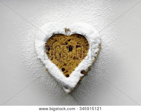 Heart-shaped Cake On A White Background Close-up