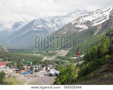 Elbrus Region. Azau Glade. The View From The Height. Russia, Elbrus - June 2019