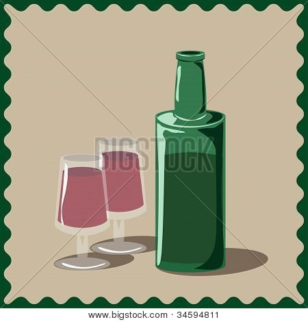 vinflaske og glas