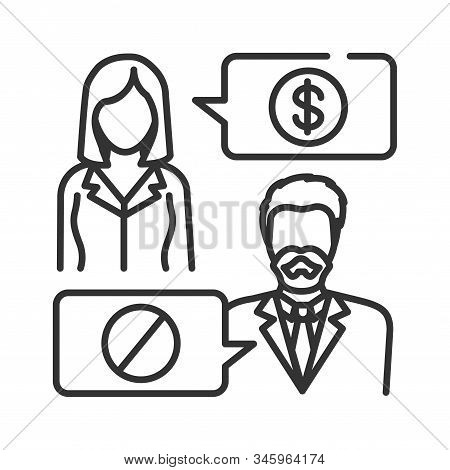 Refusal Of A Bribe Line Black Icon. Business Bribery And Kickback Corruption Concept. Sign For Web P