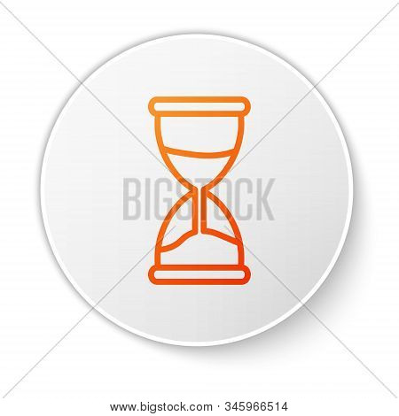 Orange Line Old Hourglass With Flowing Sand Icon Isolated On White Background. Sand Clock Sign. Busi