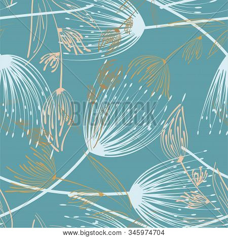 Vintage Dandelion Seamless, Great Design For Any Purposes. Beautiful Vector Illustration. Vintage De