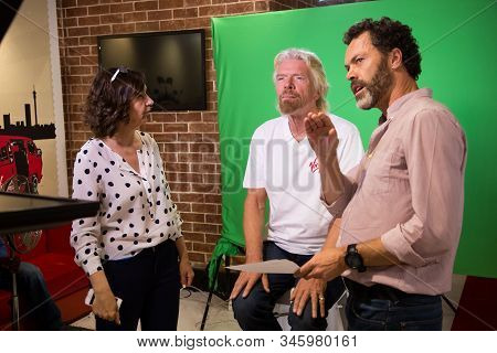 Behind The Scenes Interview With Ricard Branson On A Green Screen Video Tv Recording Set In A Virgin