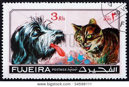Posta pulu Fujeira 1971 köpek ve kedi, hayvan