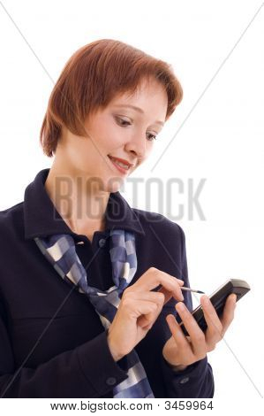 L'imprenditrice con un telefono cellulare