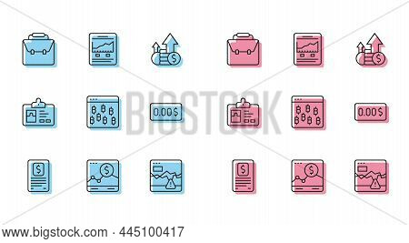 Set Line Business Finance Report, Website With Growth Graph, Briefcase, Failure Stocks Market, Bitco