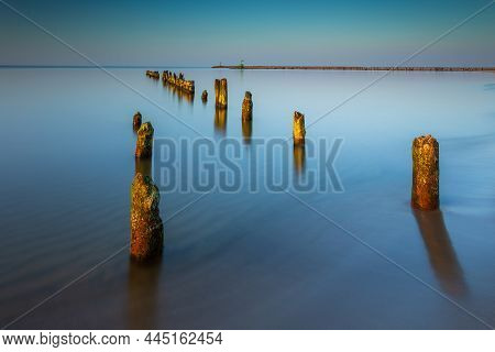 A View Of The Coast Of Gdansk Bay In Gorki Zachodnie. The Baltic Sea, Northern Poland.