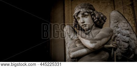 Genoa, Italy - Circa August 2020: Angel Sculpture By Giulio Monteverde For The Oneto Family Monument