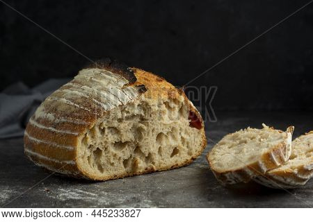 Sourdough Rustic Homemade Healthy Bread. Traditional Bread, Home Baking.