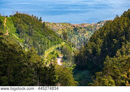 Spectacular Panoramic View Of Funchal, Capitol Of Madeira From Mountain Top.