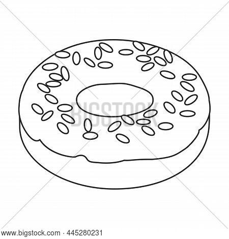 Pink Doughnut Vector Icon.outline Vector Icon Isolated On White Background Pink Doughnut.