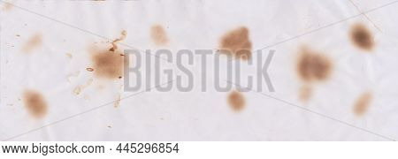 Panorama Vintage Colored Of Old Paper Background With Thermal Burn Marks.