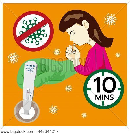 Illustration, Icon, Symbol For Prevention Of Infection From Covid-19 Epidemic, Omicron, Antigen Test