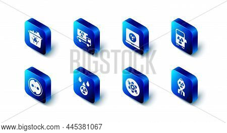 Set Truck With Radiation Materials, Nuclear Laptop, Electric Car Charging Station, Bomb, Atom, Acid 