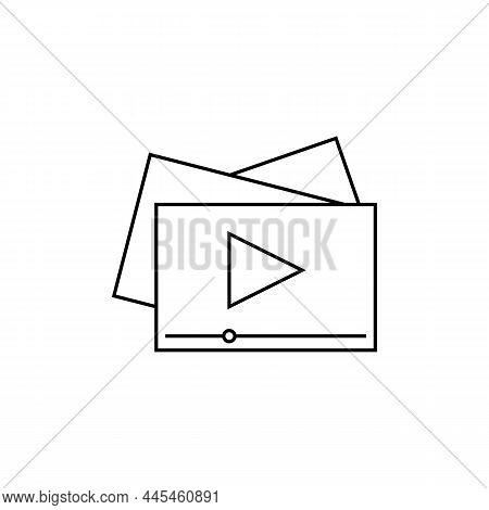 Playlist Line Icon. Media, Play Button, Gallery. Video Content Concept. Can Be Used For Topics Like 