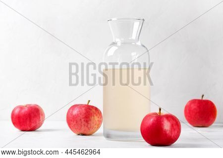 Apple Kompot Drink In The Glass Bottle. Natural Fruit Beverage
