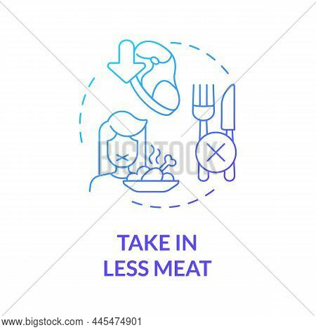 Take In Less Meat Blue Gradient Concept Icon. Gas Emissions. Climate Change Abstract Idea Thin Line 