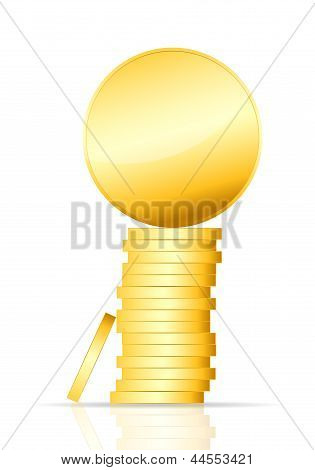 guldmønt vektor illustration på hvid