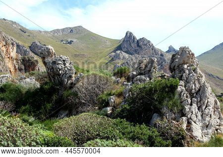 View Of The Wild Mountain Nature Of The Interesting Island Of Sicily.
