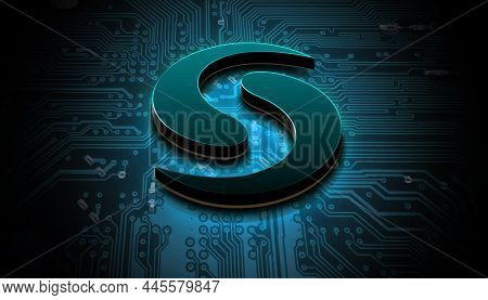 3d Rendering Syscoin Cryptocurrency Coin On Colorful Background, Cryptocurrency Concept Color Art