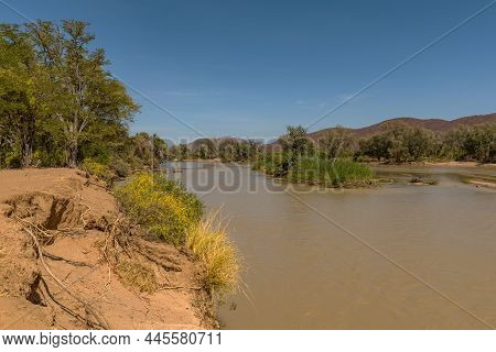 Landscape At The Kunene River, Border Rivers Of Namibia And Angola, Epupa, Namibia