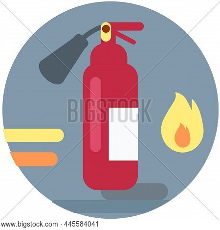 Portable Or Mobile Device For Extinguishing Fires By Releasing Stored Substance. Red Fire Extinguish