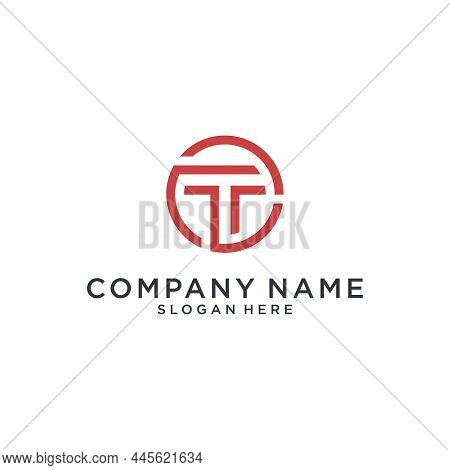 T Or Tt Letter Logo Design Template Vector On White Background.