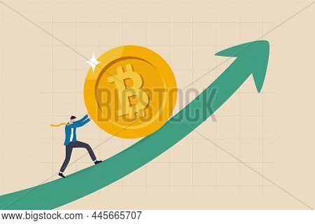 Bitcoin And Crypto Price Rising Up, Soaring And Price Increase, Crypto Currency Value Growth, Mass A