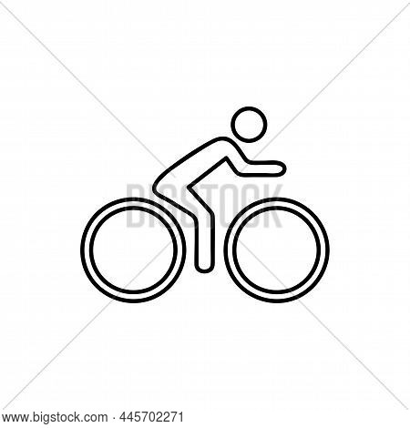 Cyclist Logo Template. Bicycle Line Art Vector Design. Bike Cyclist Logotype. Vector Black Icon On W