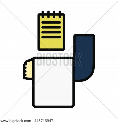 Waiter Take Oder Icon. Editable Bold Outline With Color Fill Design. Vector Illustration.