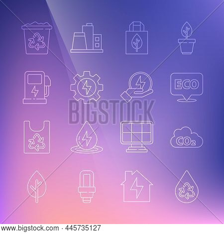 Set Line Recycle Clean Aqua, Co2 Emissions In Cloud, Label For Eco Healthy Food, Shopping Bag With R