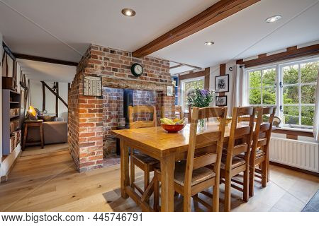 Clare, Suffolk - 27 April 2018: Beautiful And Charming Small Traditional Cottage Dining Room With Ex