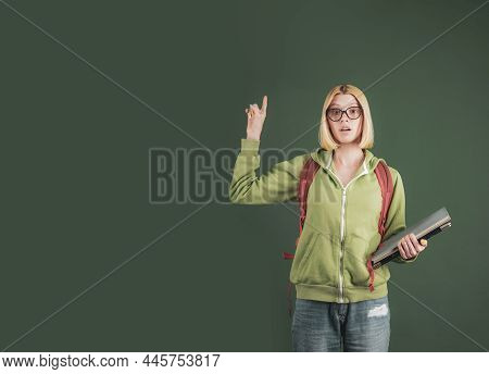 University Student Going To College. College Student At Campus. Student Preparing For Test Or Exam. 