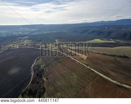 Aerial View Of Sakar Mountain Near Town Of Topolovgrad, Haskovo Region, Bulgaria