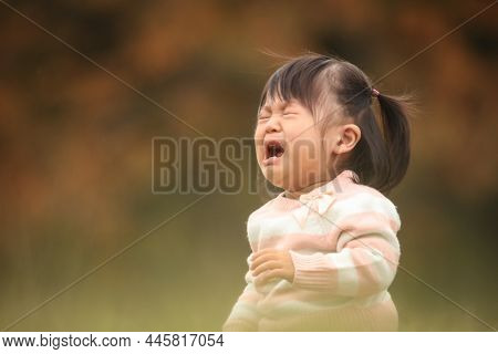 Image Of A Girl Crying In The Park