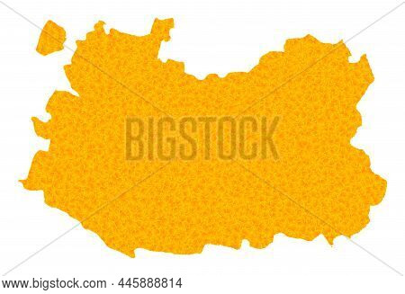 Vector Golden Map Of Ciudad Real Province. Map Of Ciudad Real Province Is Isolated On A White Backgr