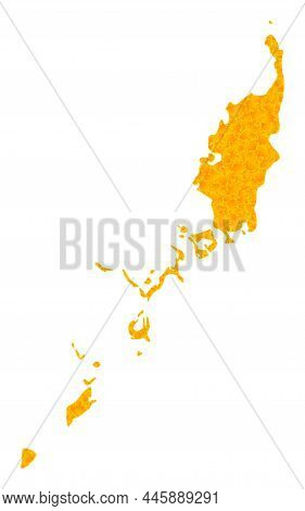 Vector Golden Map Of Palau Islands. Map Of Palau Islands Is Isolated On A White Background. Golden I