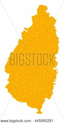 Vector Golden Map Of Saint Lucia Island. Map Of Saint Lucia Island Is Isolated On A White Background