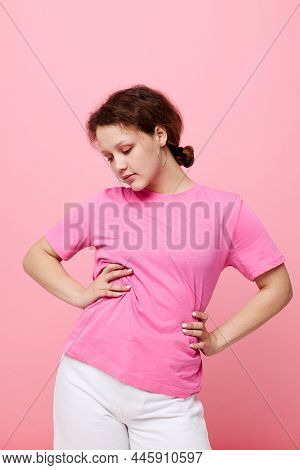Portrait Of A Young Woman Youth Clothing Posing Modern Style Studio Model Unaltered