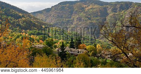 Old Traditional Bulgarian House In Mountain Village Of Kovachevitsa. Traditional Slan Stone Roofs