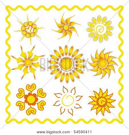 Collection of the sun in ethno style