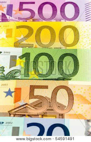 many different euro bills. symbolic photo for wealth and investments.