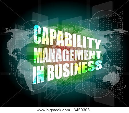 Capability Management In Business Words On Touch Screen Interface