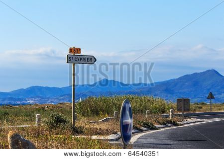 Seaside view of the road to Saint Cyprien, Southern France