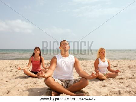 Three People Meditating