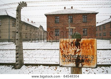 High voltage sign at a german WWII prisoner camp